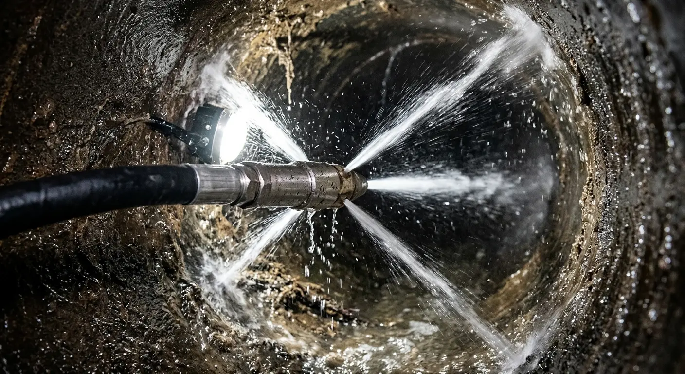 High-pressure hydro jetting nozzle cleaning sewer pipe for Storm Drain Cleaning in Clewiston
